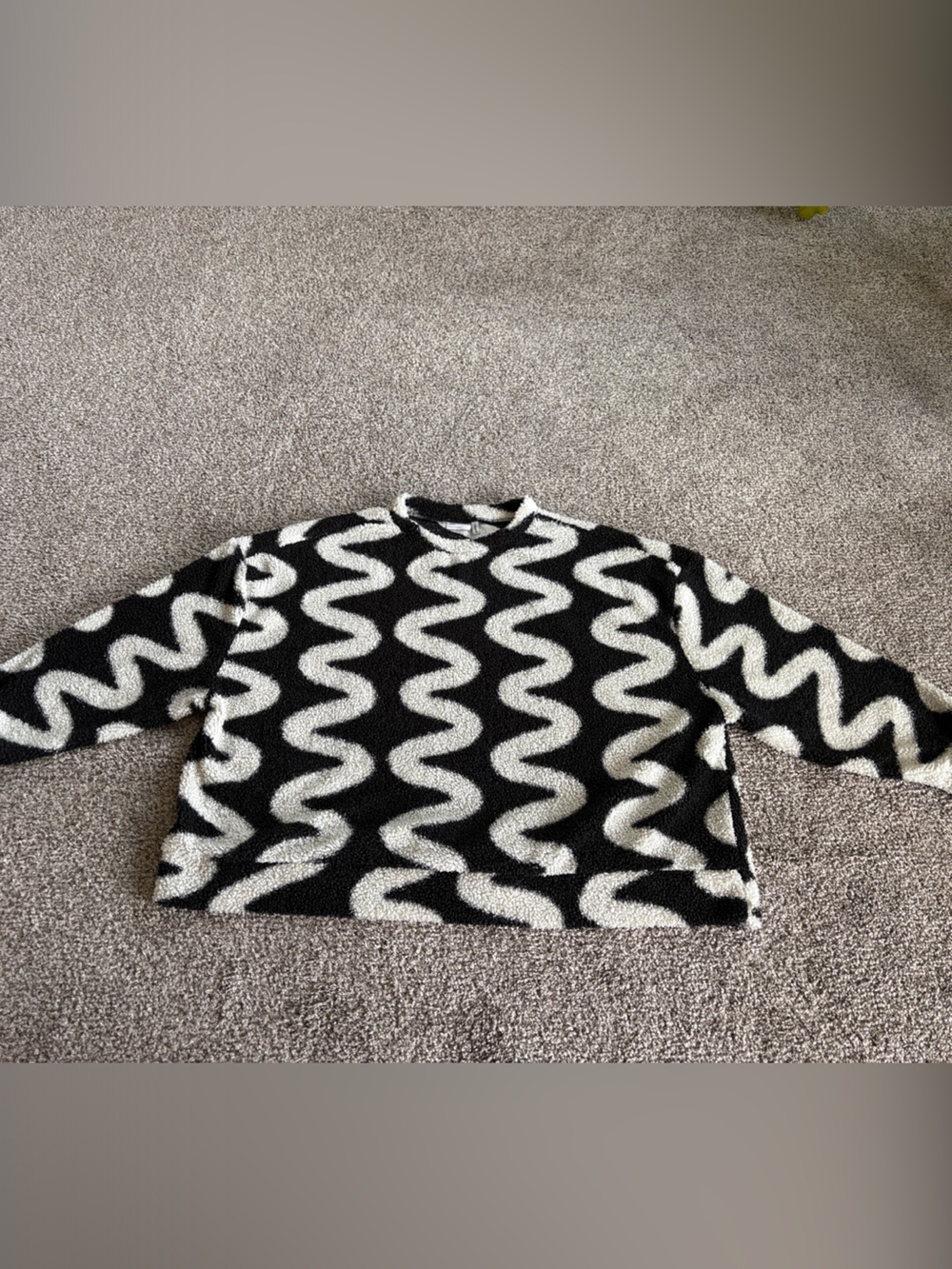 ASOS Black and White Wave-Pattern Crewneck Sweater